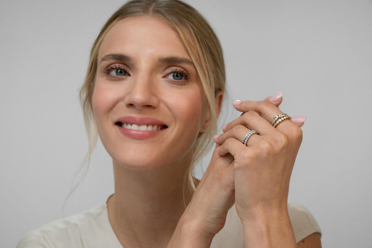 woman wearing rings