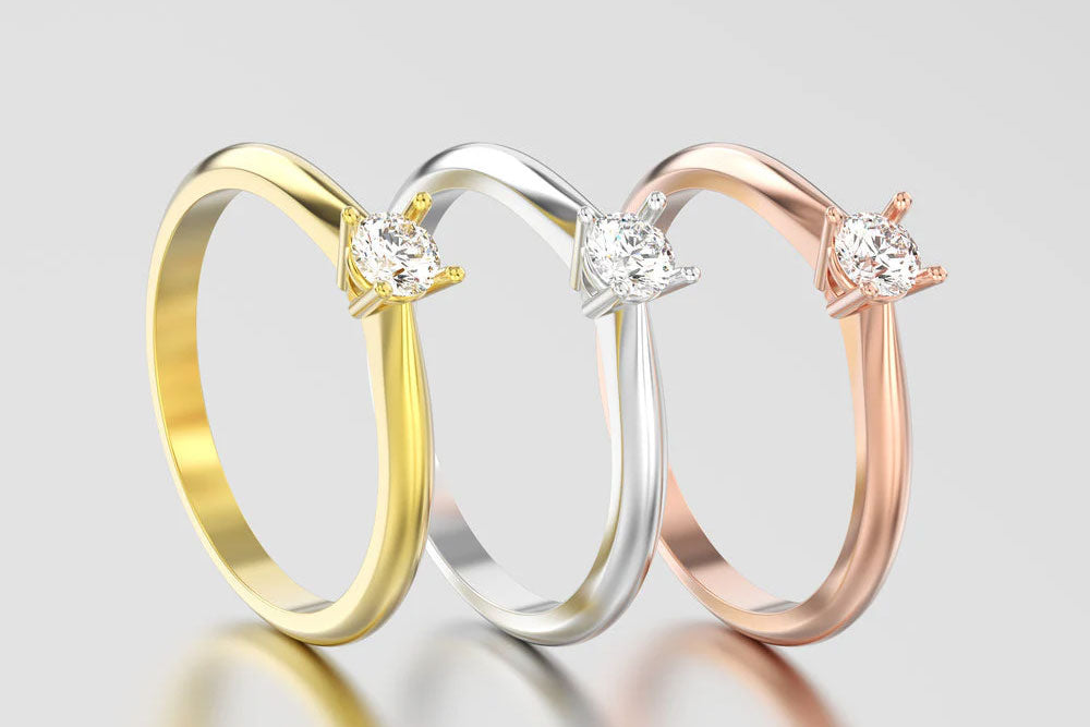 engagement solitaire rings in different gold types