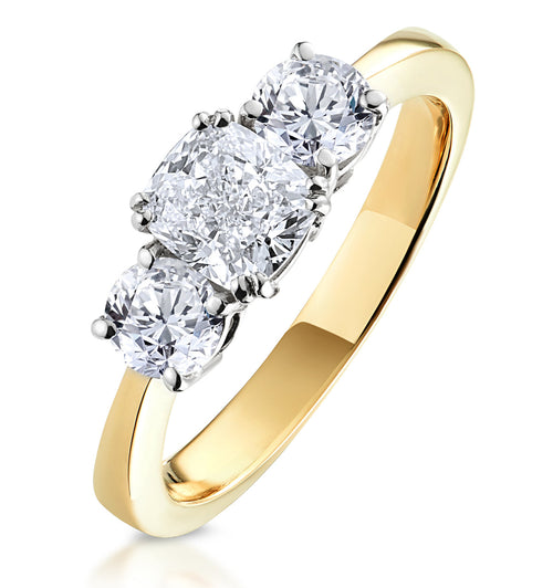 Meghan 3 Stone Yellow Gold Diamond Rings