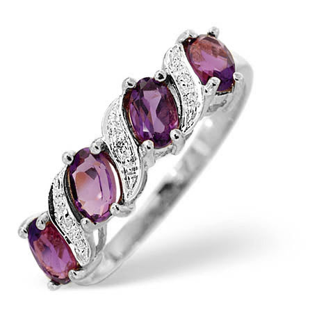 Amethyst 0.74ct 9K White Gold Ring
