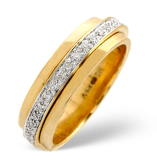 Spinners Ring 0.25CT Diamond 9K Yellow Gold - SIZE I.5