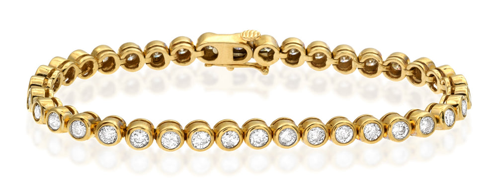 Diamond Tennis Bracelet Rubover Style 3.00ct 9K Yellow Gold