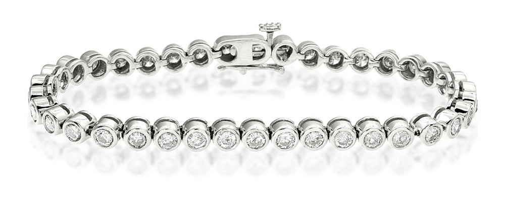Diamond Tennis Bracelet Rubover Style 4.00ct 9K White Gold