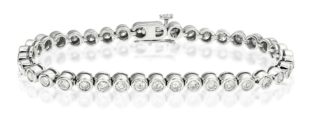Diamond Tennis Bracelet Rubover Style 4.00ct 9K White Gold