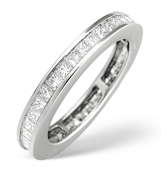 18K White Gold Princess Diamond Eternity Ring 1.52CT - SIZE N