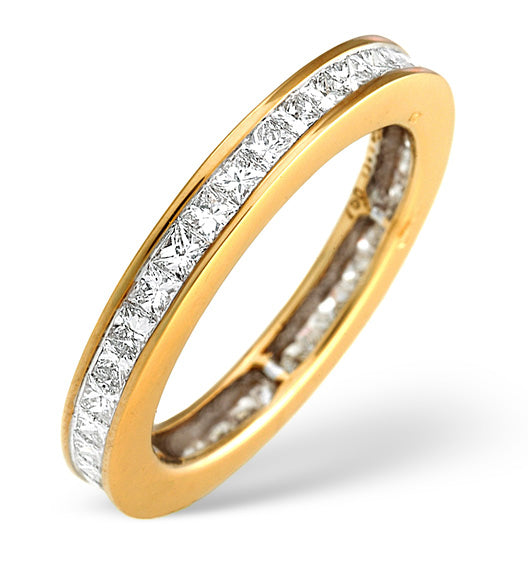 18K Gold Princess Diamond Eternity Ring 1.52CT - SIZE P