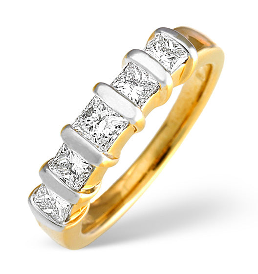 18K Gold Princess Cut Diamond Eternity Ring with Bars