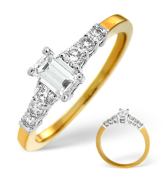 Solitaire With Shoulders Ring 0.76CT Lab Diamond 18K Yellow Gold