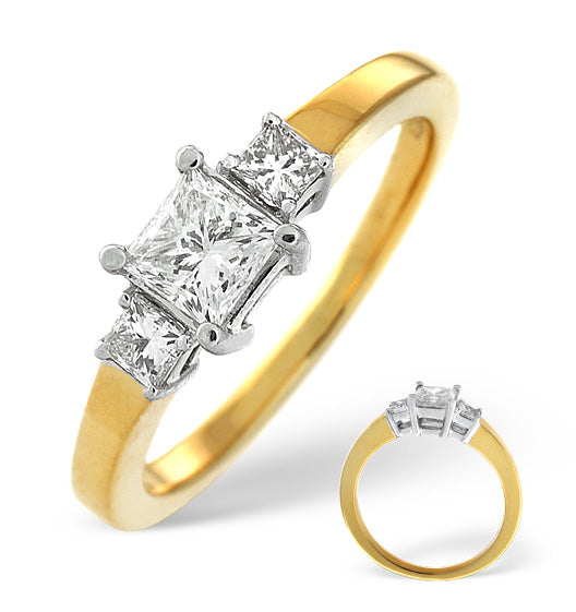 H/Si Solitaire With Shoulders Ring 1.24CT Lab Diamond 18K Yellow Gold