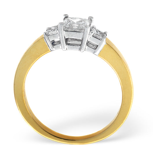 H/Si Solitaire With Shoulders Ring 1.24CT Lab Diamond 18K Yellow Gold