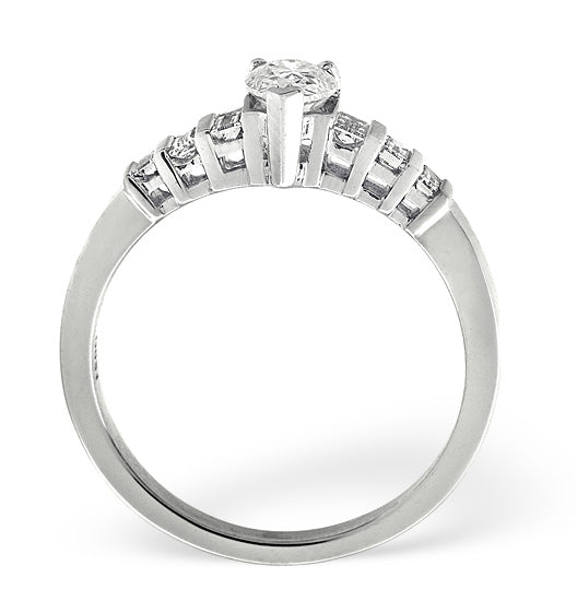 H/Si Solitaire With Shoulders Ring 0.72CT Diamond 18K White Gold - SIZE N