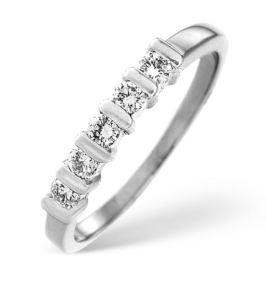 5 Stone Tension Set Ring Certified Diamonds 1.05CT 18K White Gold - SIZE M
