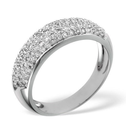 18K White Gold Diamond Pave Ring 0.64ct H/si