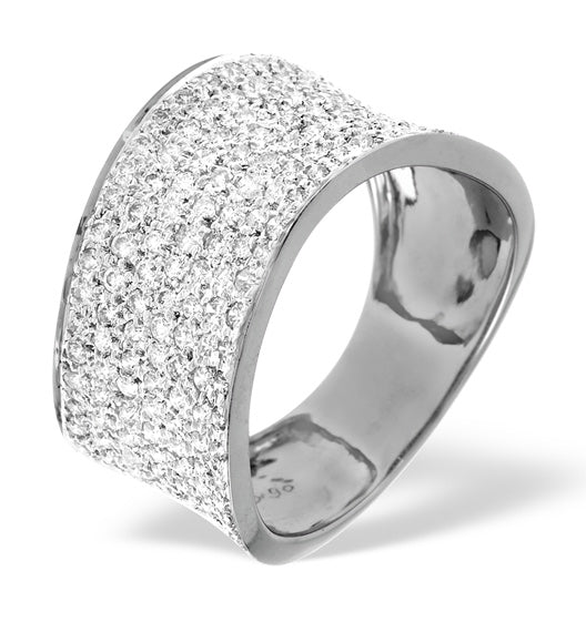 18K White Gold Diamond Pave Ring 0.89ct H/si