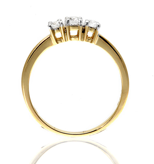 Ellie 18K Gold 3 Stone Diamond Ring 1.00CT H/SI