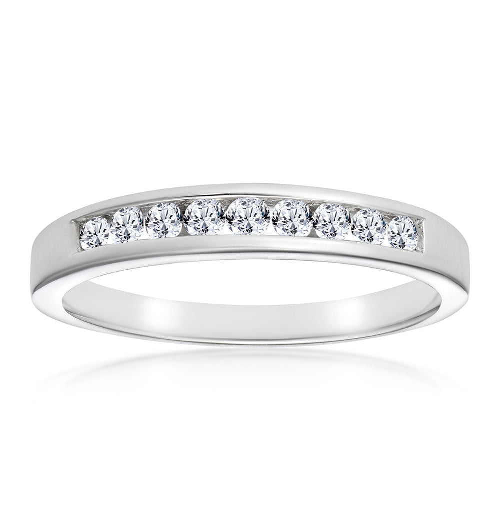 Rae Half Eternity Ring Channel Set 0.25CT Diamond 9K White Gold