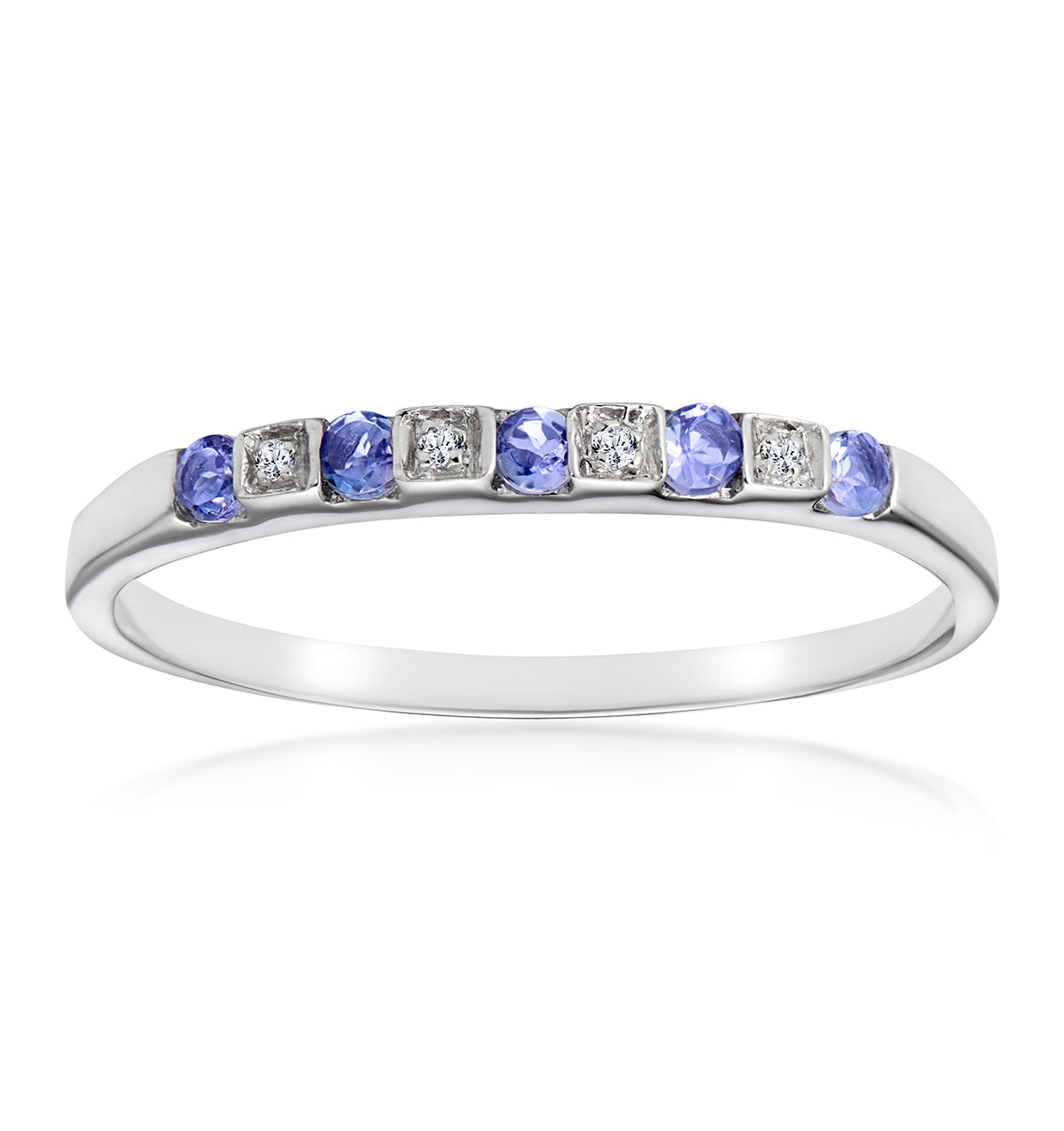 Tanzanite 0.18CT And Diamond 9K White Gold Ring