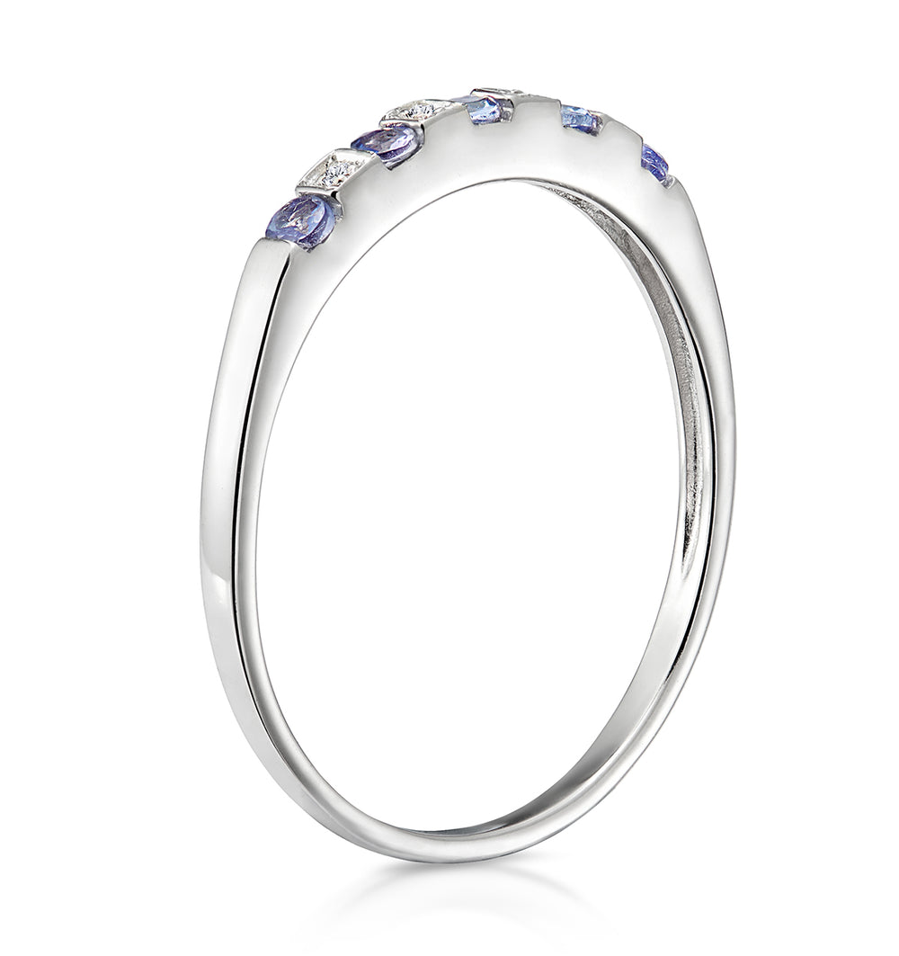 Tanzanite 0.18CT And Diamond 9K White Gold Ring