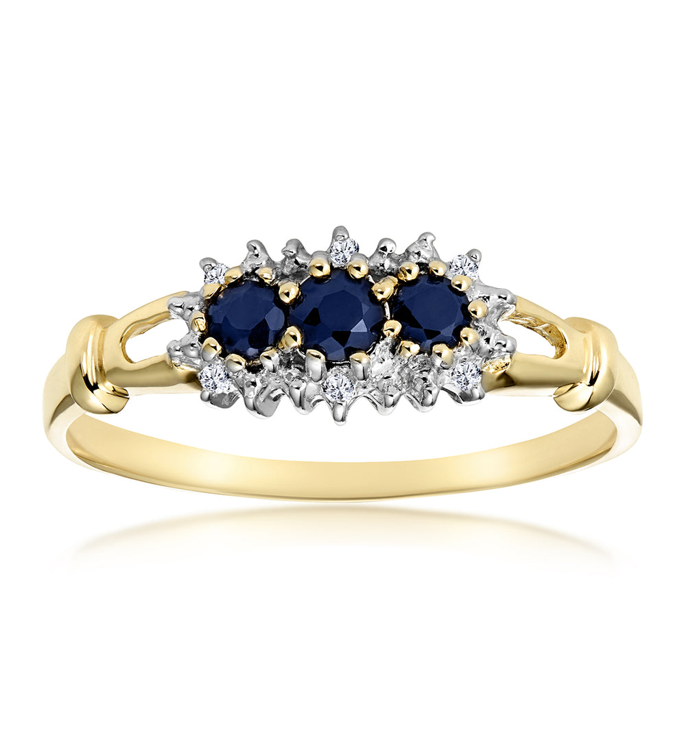 Sapphire 0.34ct And Diamond 9K Gold Ring