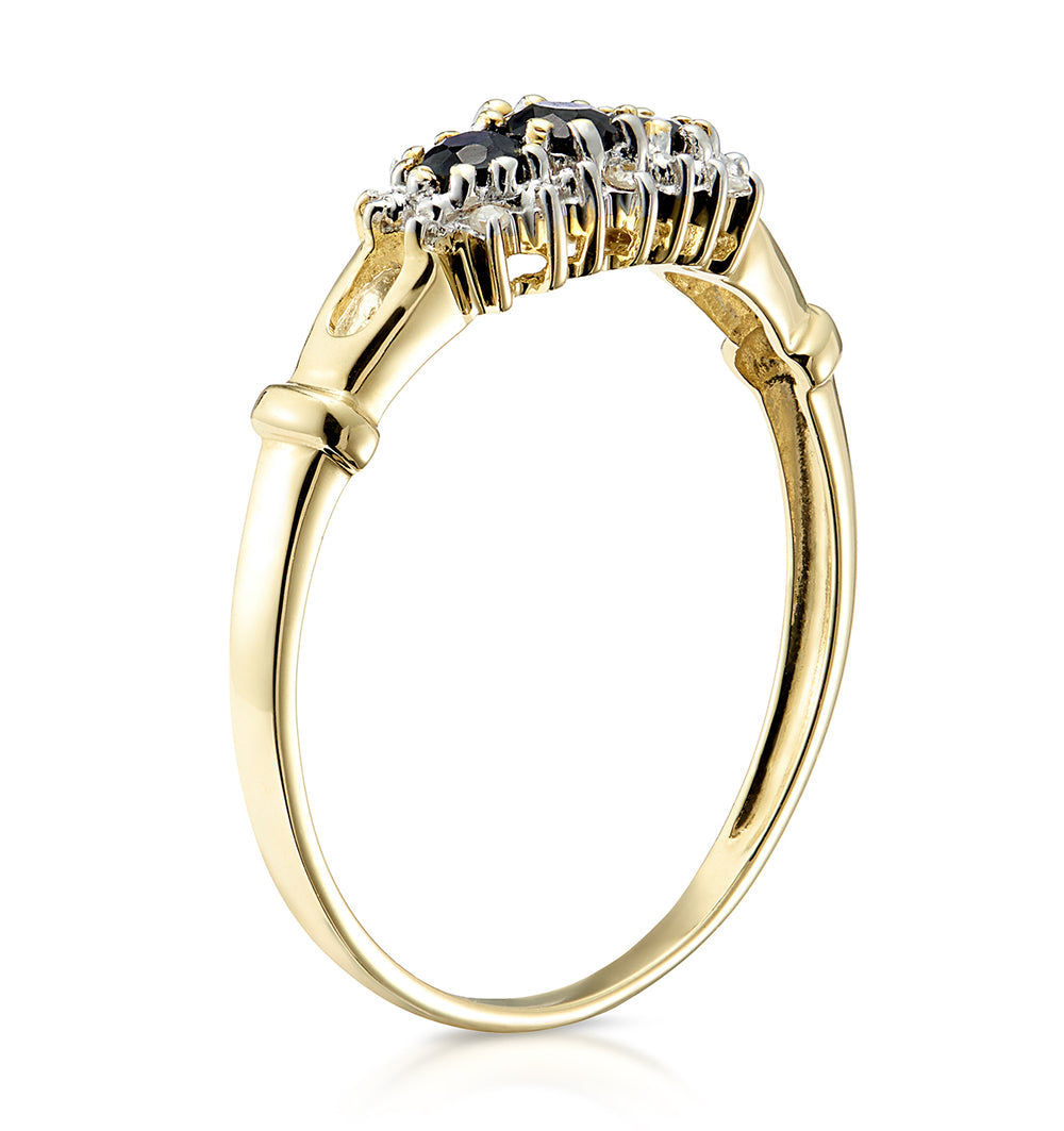 Sapphire 0.34ct And Diamond 9K Gold Ring