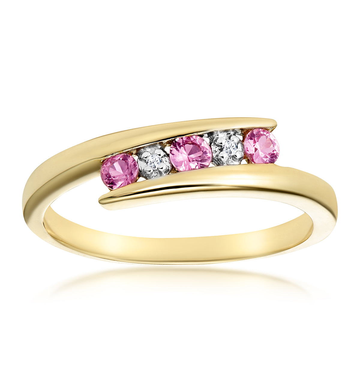 0.21ct Pink Sapphire and Diamond Ring 9K Yellow Gold