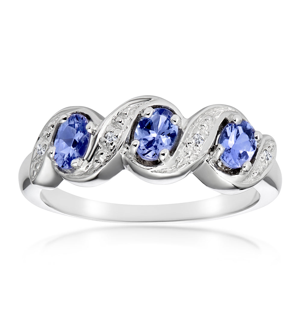 Tanzanite 0.50CT And Diamond 9K White Gold Ring