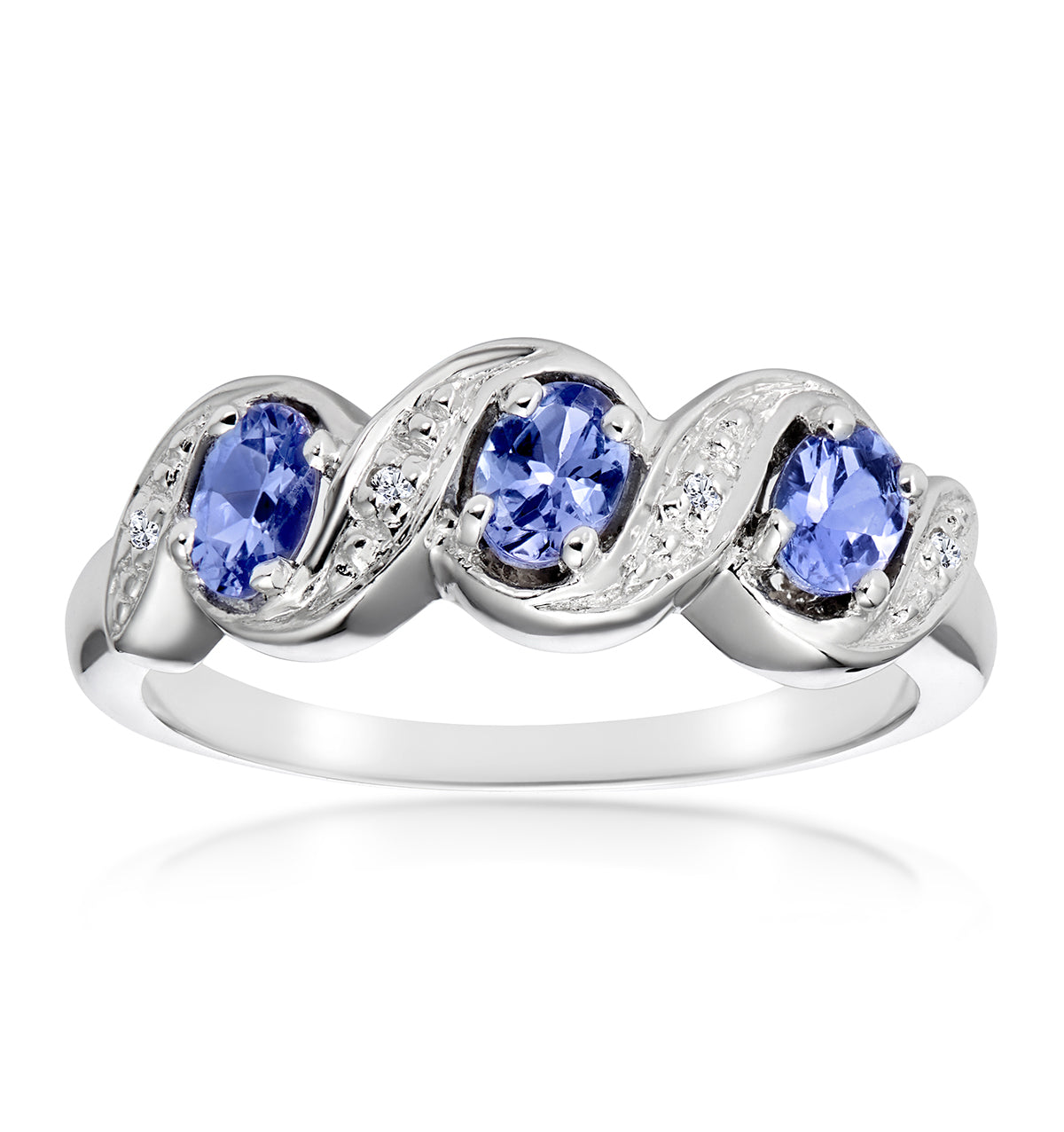 Tanzanite 0.50CT And Diamond 9K White Gold Ring