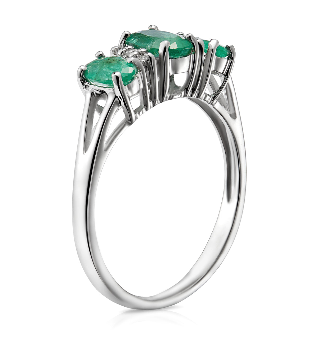 Emerald 1.06ct And Diamond 9K White Gold Ring