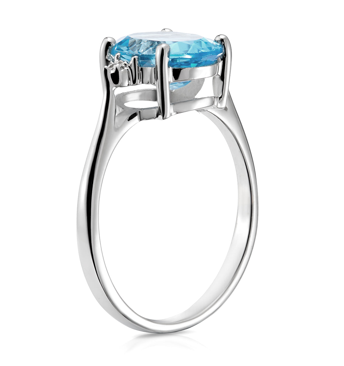 9K White Gold Diamond and 2.60ct Blue Topaz Ring