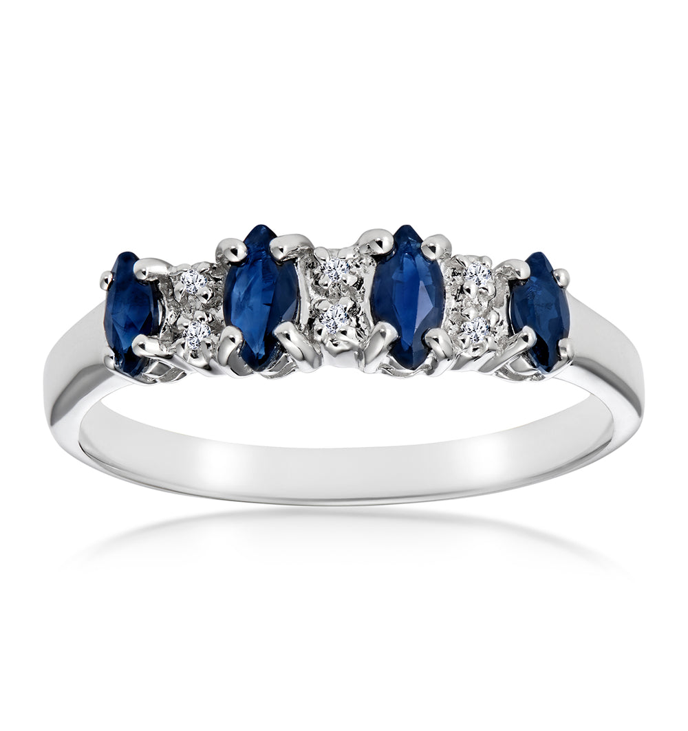 Sapphire 0.76ct And Diamond 9K White Gold Ring