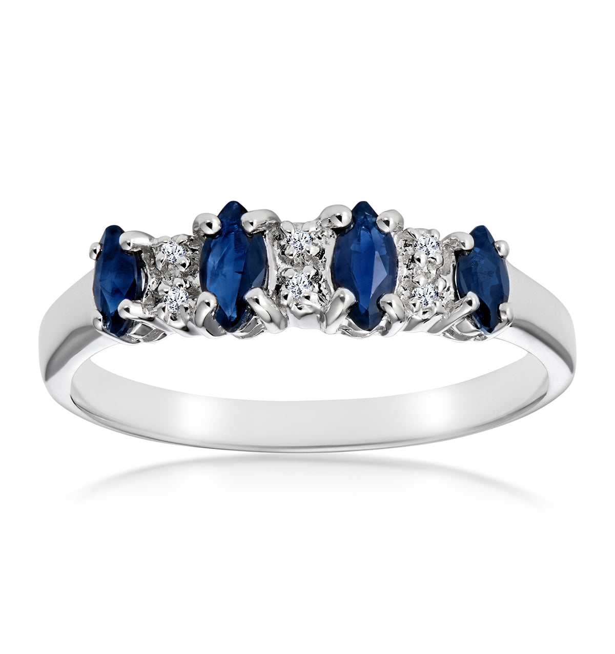 Sapphire 0.76ct And Diamond 9K White Gold Ring
