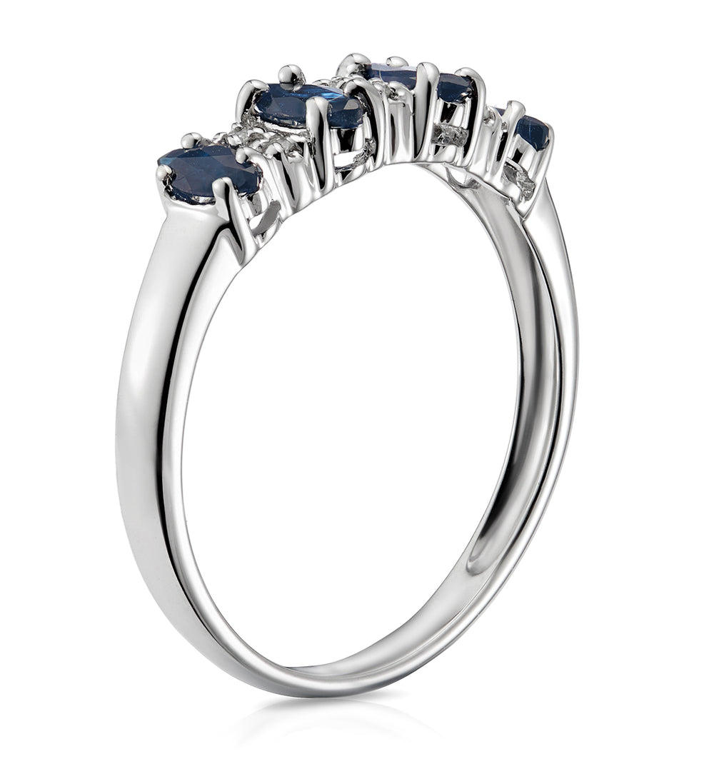 Sapphire 0.76ct And Diamond 9K White Gold Ring