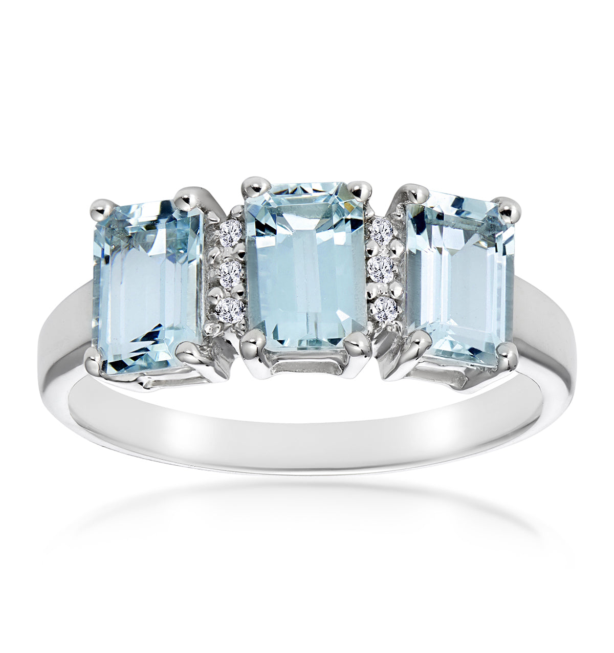 Aquamarine 1.65CT And Diamond 9K White Gold Ring