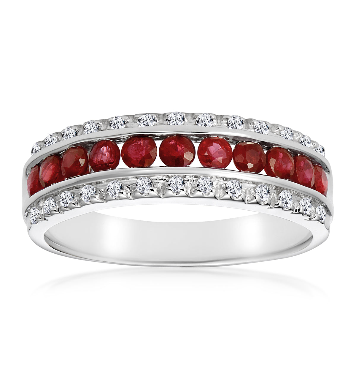 Ruby 0.74ct and Diamond 9K White Gold Ring