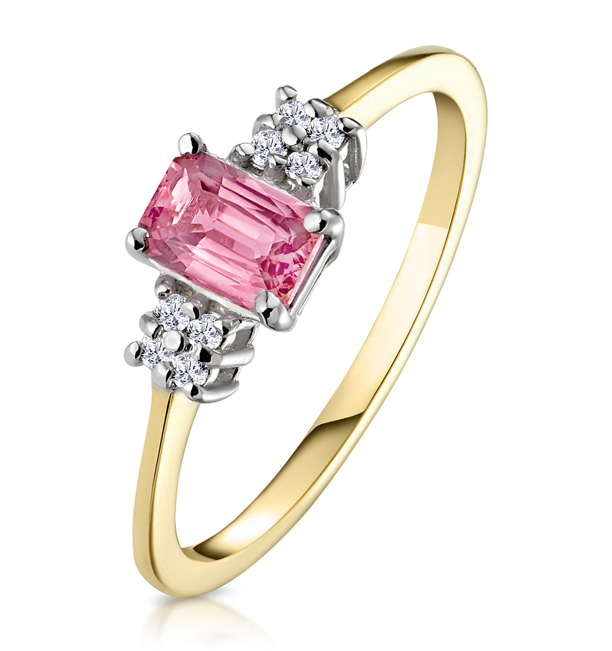 18K Gold Diamond and Pink Sapphire Ring 0.06ct