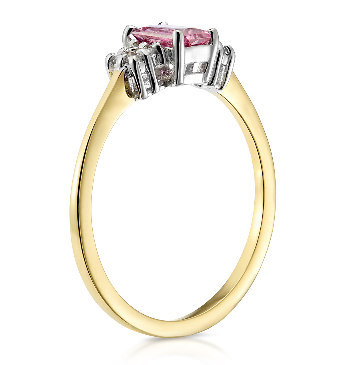 18K Gold Diamond and Pink Sapphire Ring 0.06ct