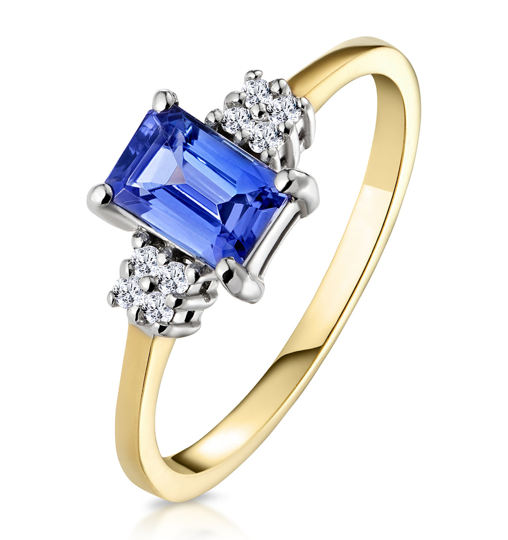 Tanzanite 6 x 4mm And Diamond 18K Gold Ring FET37-V