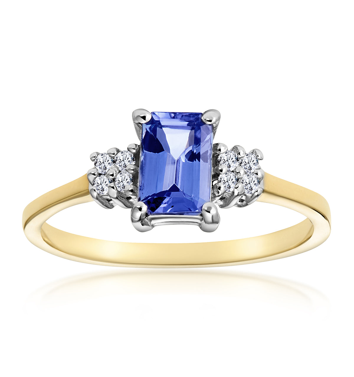 Tanzanite 6 x 4mm And Diamond 18K Gold Ring FET37-V