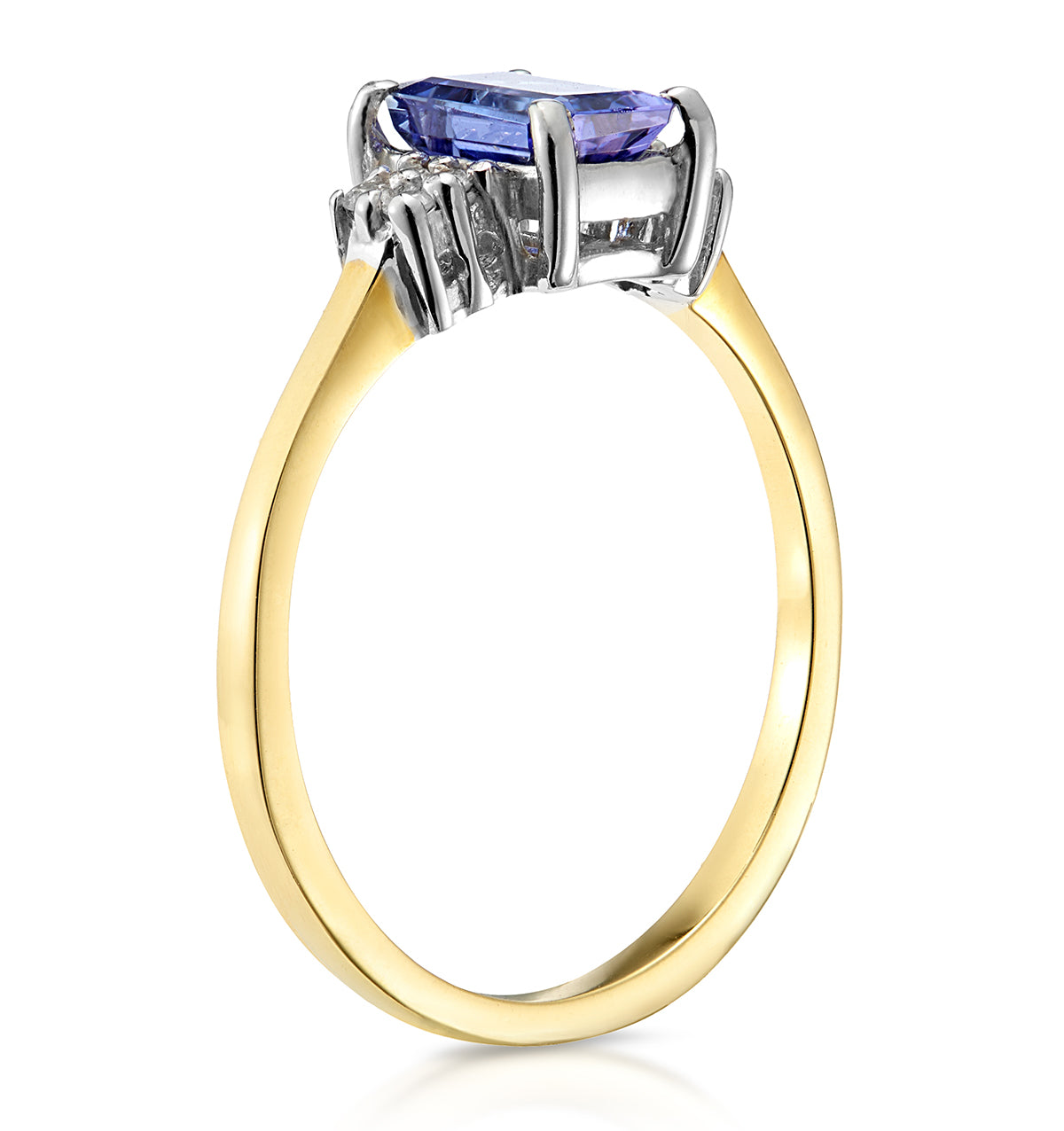 Tanzanite 6 x 4mm And Diamond 18K Gold Ring FET37-V