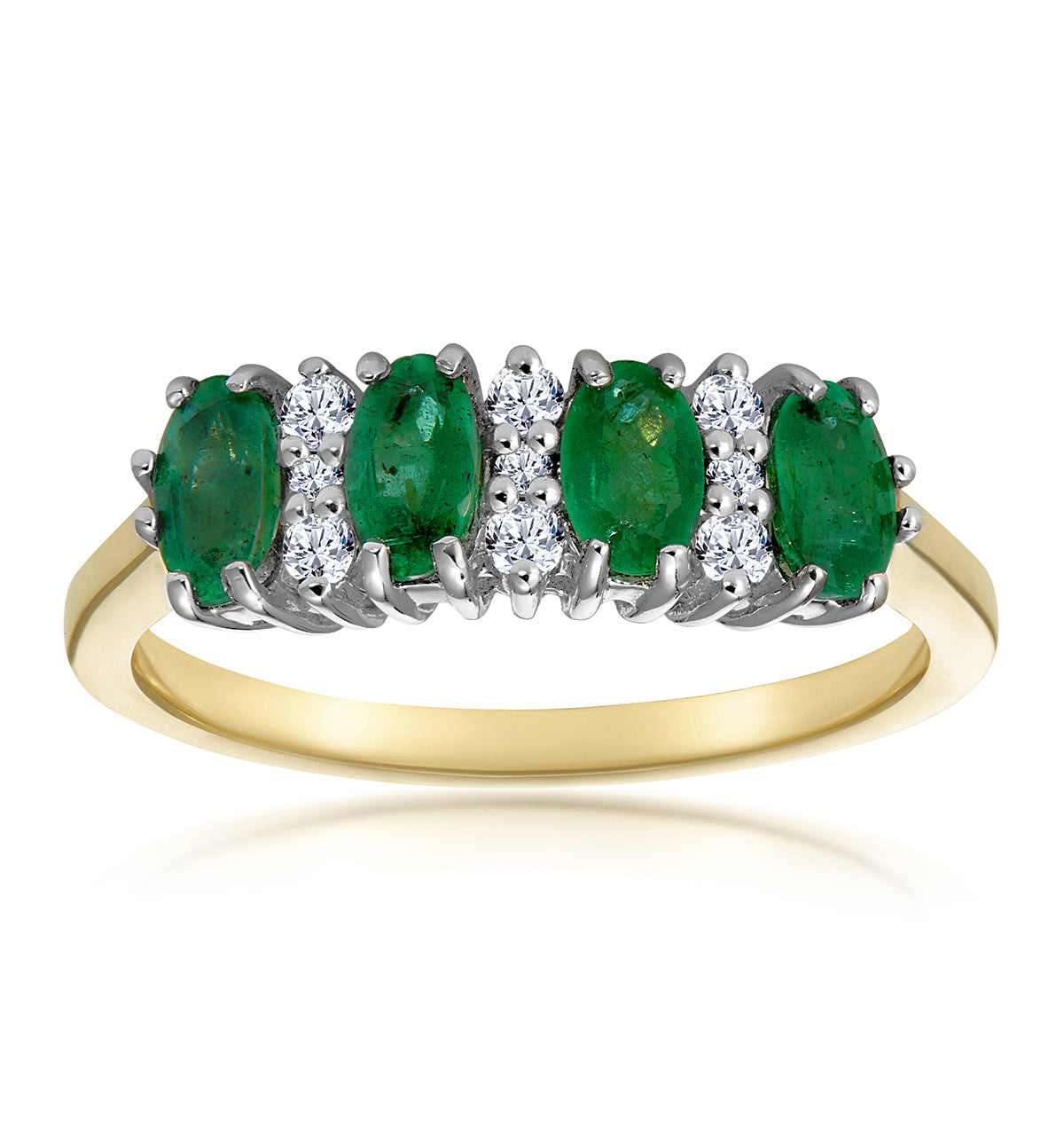 Emerald 0.94ct And Diamond 9K Gold Ring