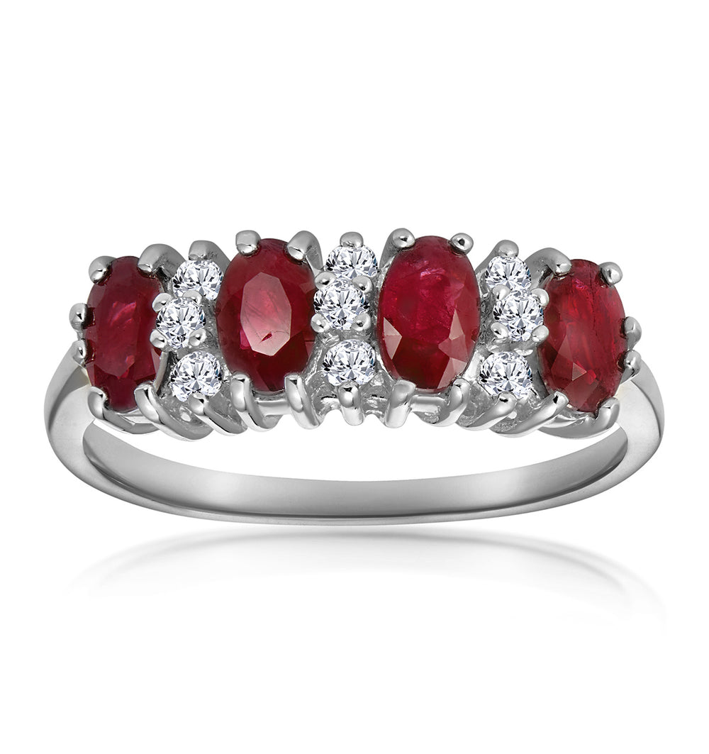 Ruby 1.12ct And Diamond 9K White Gold Ring