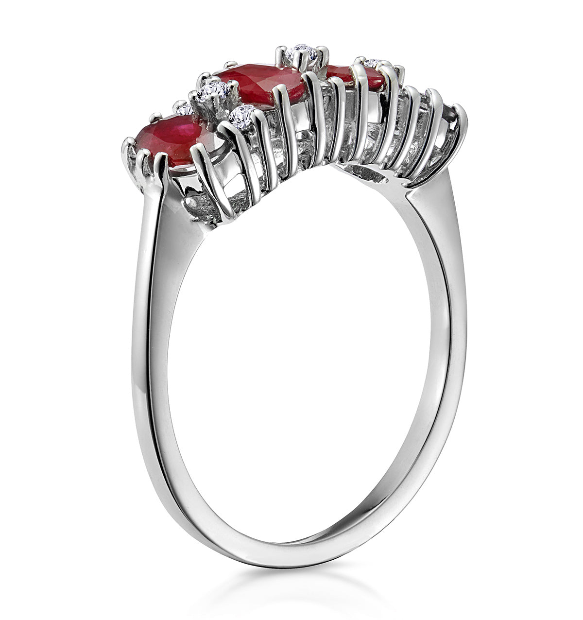 Ruby 1.12ct And Diamond 9K White Gold Ring