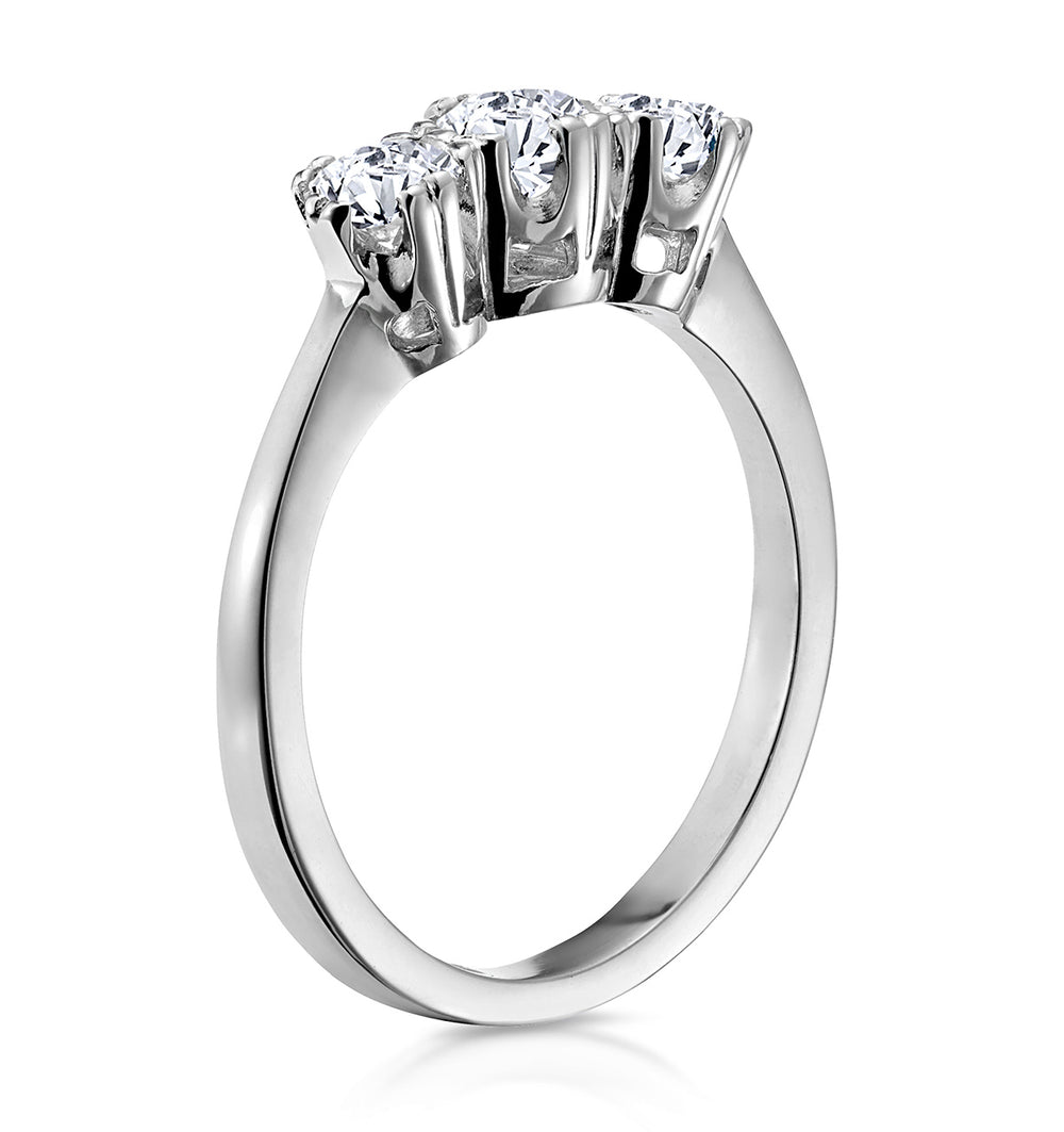Emily 18K White Gold 3 Stone Diamond Ring 0.75CT H/SI