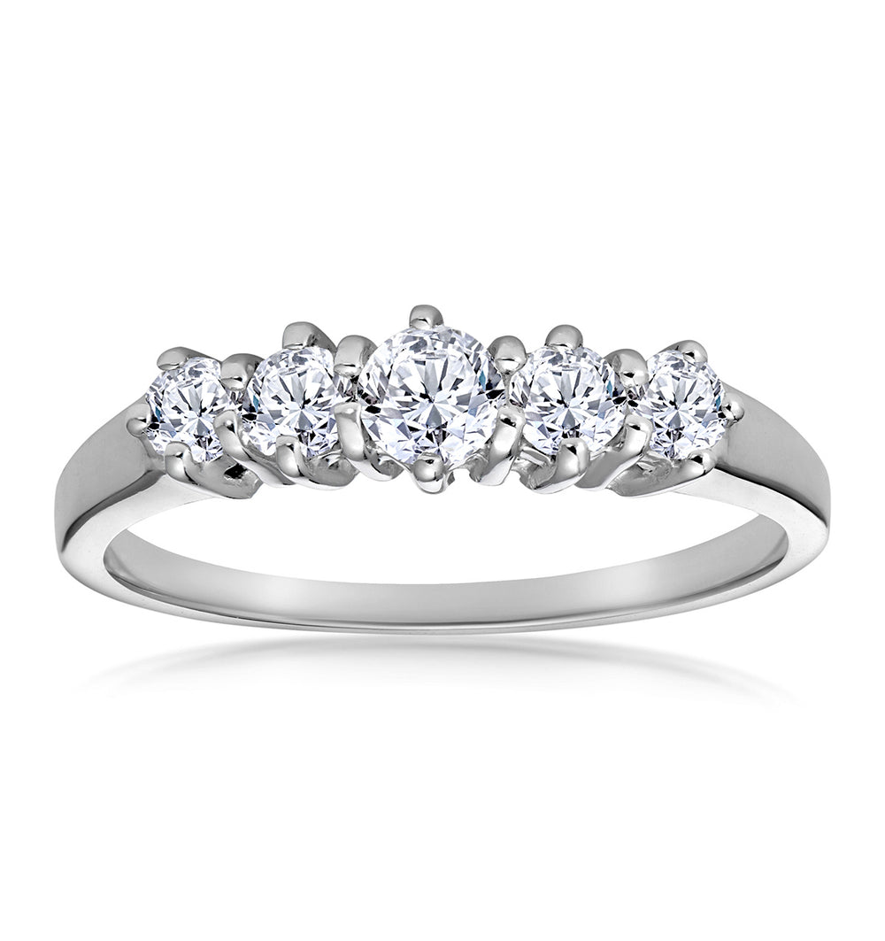 Ellie 18K White Gold 5 Stone Diamond Eternity Ring 0.50CT G/VS