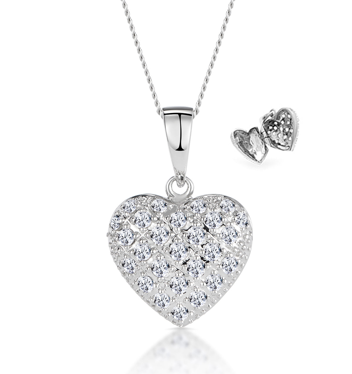 Diamond 0.47ct Heart Pendant Necklace 9K White Gold