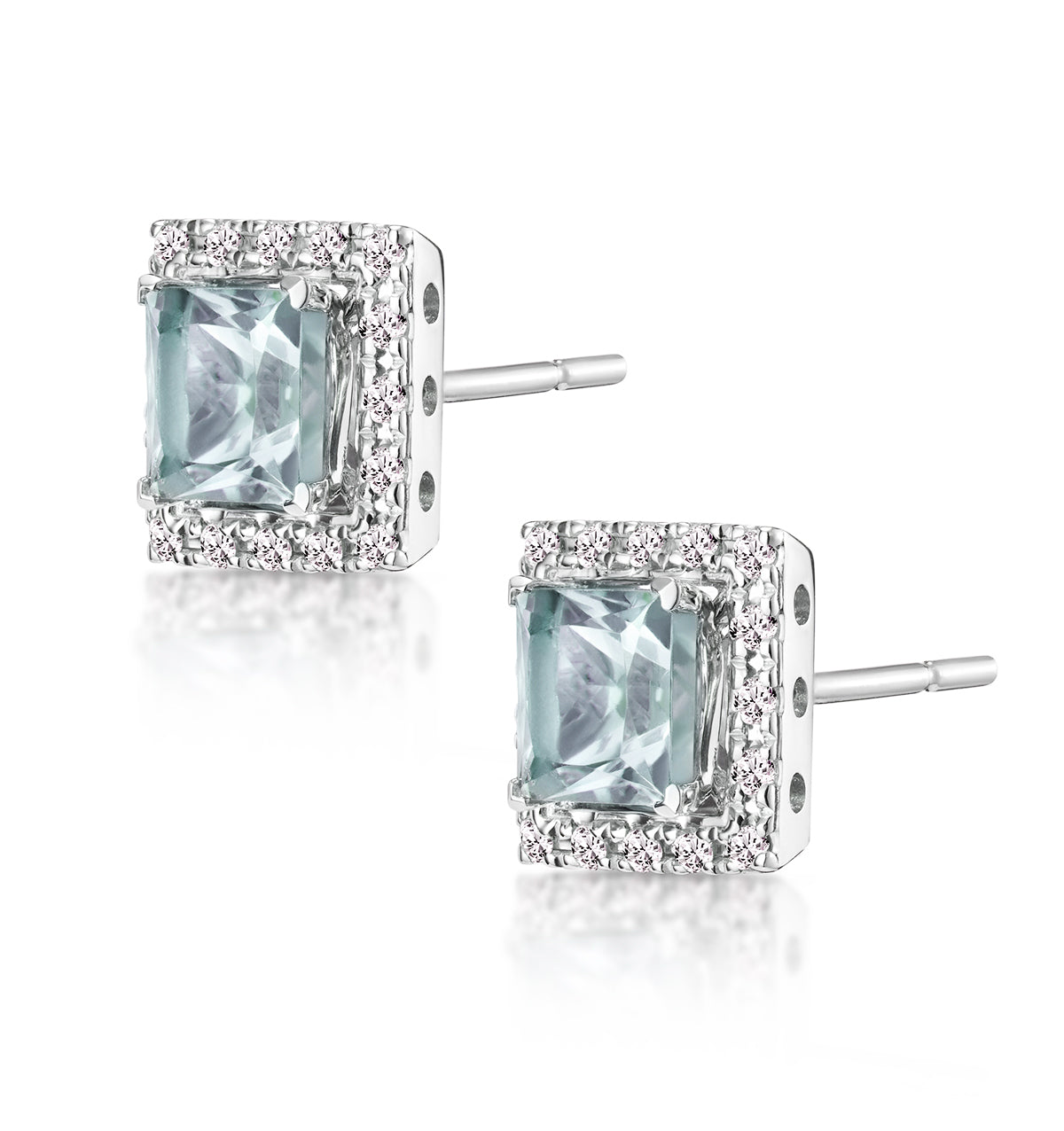 Aquamarine 1.90CT And Diamond 9K White Gold Earrings