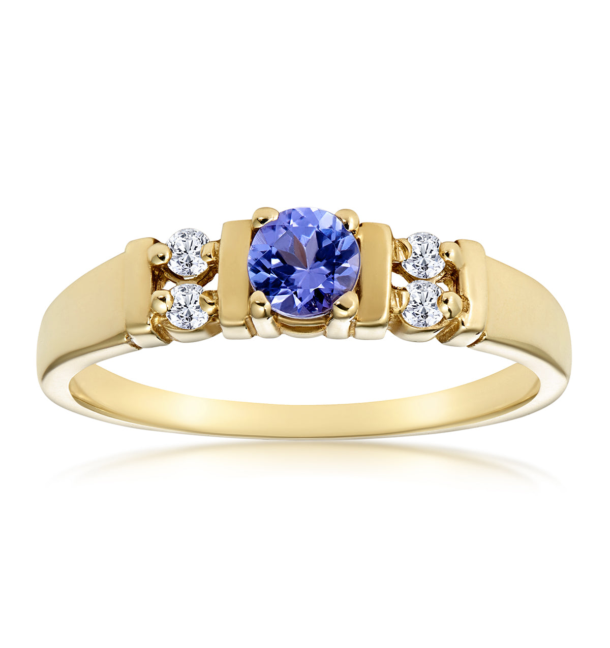 Tanzanite 3.75mm And Diamond 9K Gold Ring