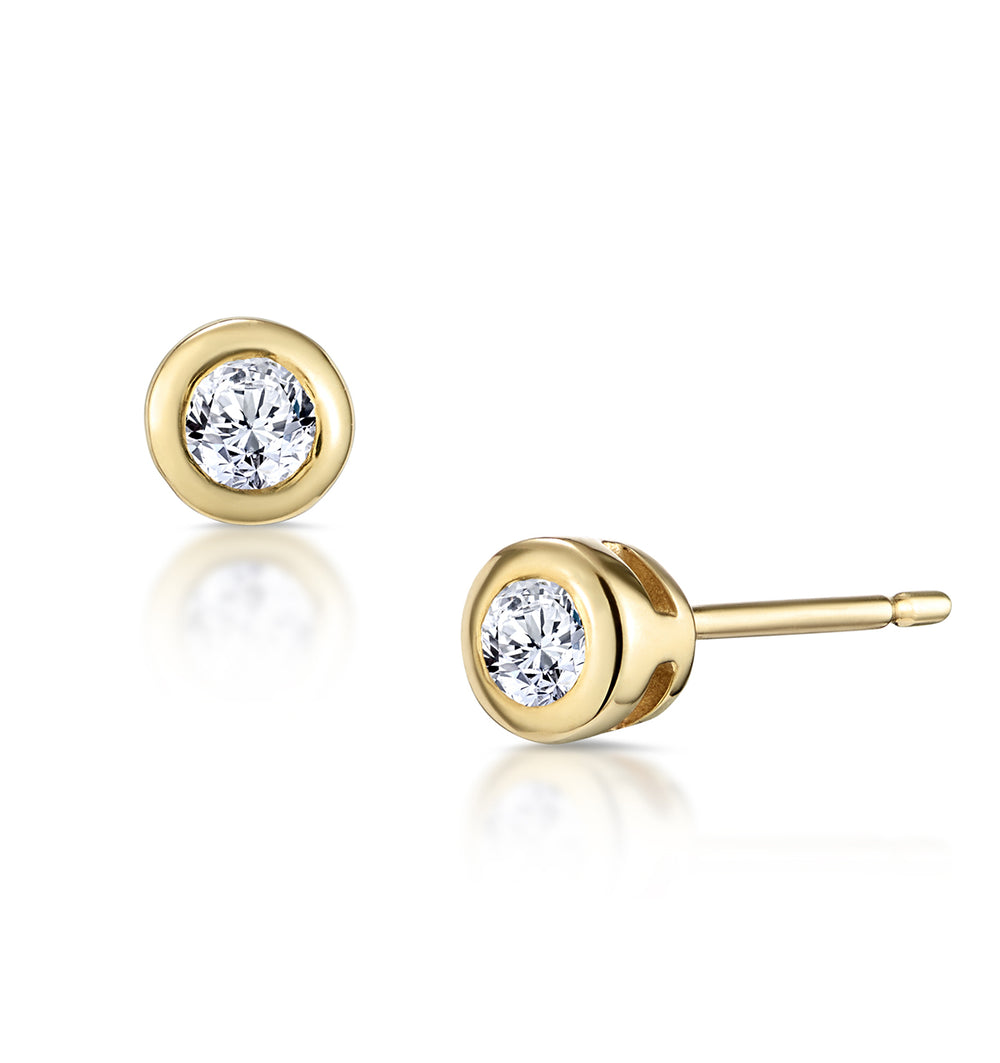 Studs Earrings 0.10CT Diamond 9K Yellow Gold