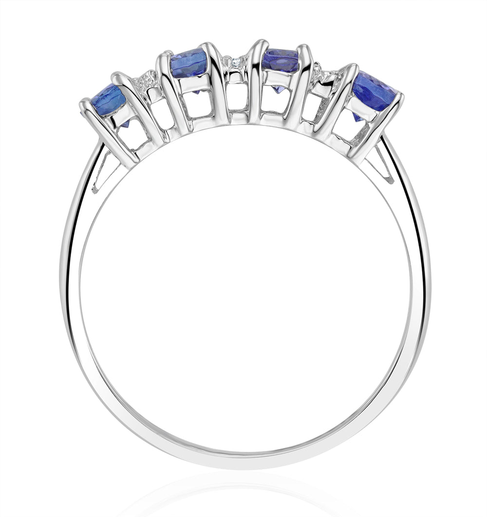 Tanzanite 0.76CT And Diamond 9K White Gold Ring