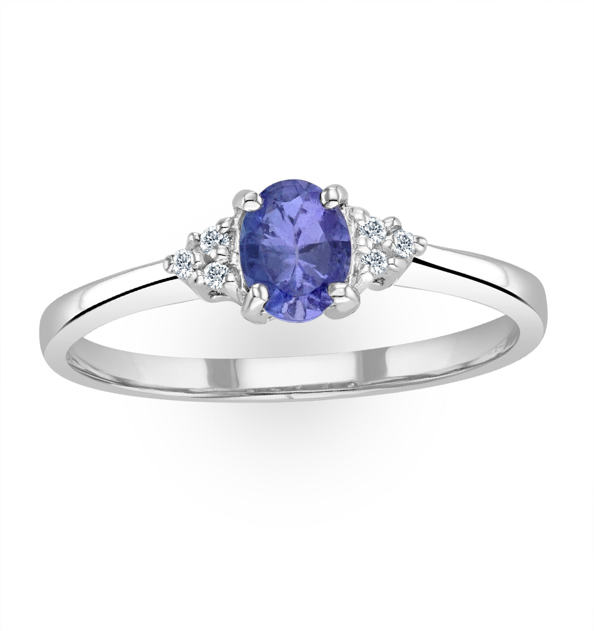 Tanzanite 0.35CT And Diamond 9K White Gold Ring
